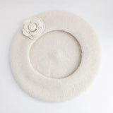 Cream pearl flower wool felt french beret hat House of Hats