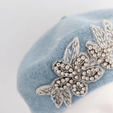 Powder blue crystal wool felt french beret hat House of Hats