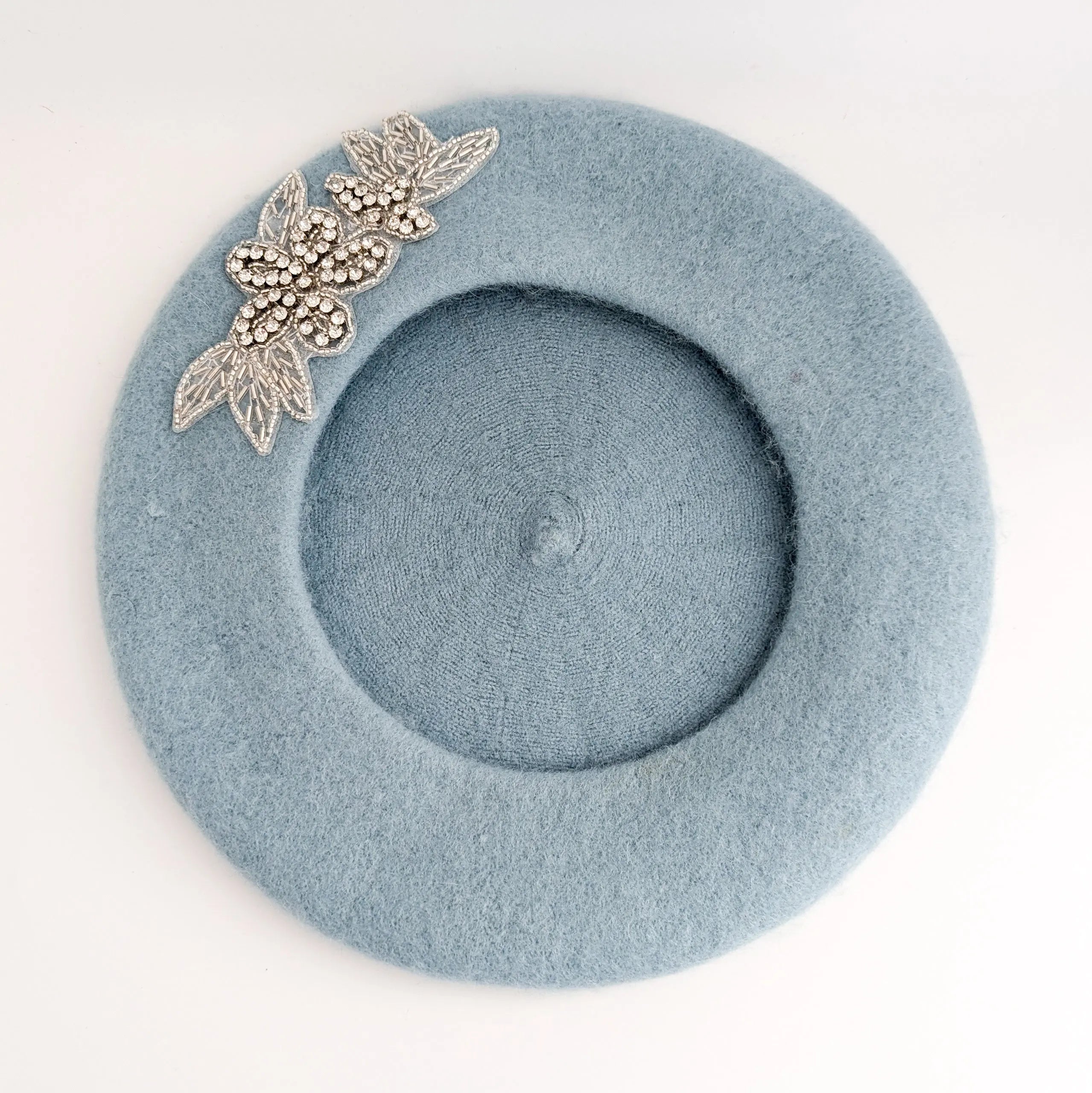 Powder blue crystal wool felt french beret hat House of Hats