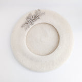 Cream crystal wool felt french beret hat