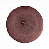Chocolate brown crystal wool felt french beret hat