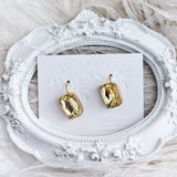 Jonquil yellow crystal gold emerald cut drop earrings