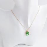 Peridot green crystal gold emerald cut necklace
