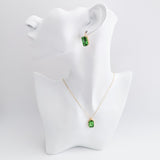 Peridot green crystal gold emerald cut necklace