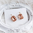 Light peach crystal gold emerald cut drop earrings