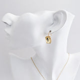 Jonquil yellow crystal gold emerald cut drop earrings
