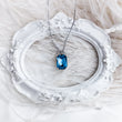 Aqua blue crystal silver emerald cut necklace