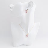 Light pink crystal gold emerald cut drop earrings