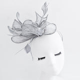 Silver shimmer feather fascinator hat