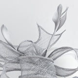 Silver shimmer feather fascinator hat