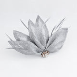 Silver shimmer feather petal fan fascinator hat