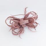 Rose gold shimmer crystal feather fascinator hat