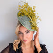 Chartreuse green feather disc fascinator hat