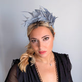 Dusty light purple ombre feather satin headband fascinator