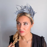 Dusty light purple ombre feather satin headband fascinator