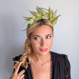 Light green ombre feather satin headband fascinator