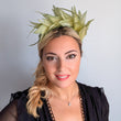 Light green ombre feather satin headband fascinator
