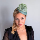 Sage green ombre flower fascinator hat