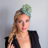 Sage green ombre flower fascinator hat