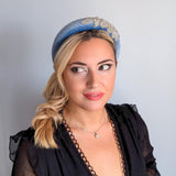 Dusty purple crystal padded velvet headband fascinator