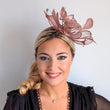 Rose gold shimmer feather fascinator hat