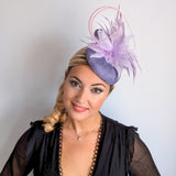 Lavender and lilac purple feather fascinator hat