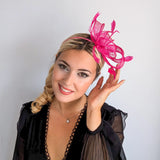 Hot pink feather fascinator hat House of Hats