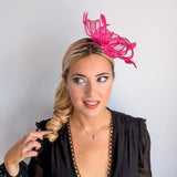 Hot pink feather fascinator hat House of Hats
