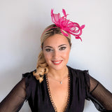 Hot pink feather fascinator hat House of Hats