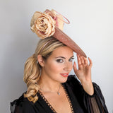 Blush pink large flower saucer disc fascinator hat