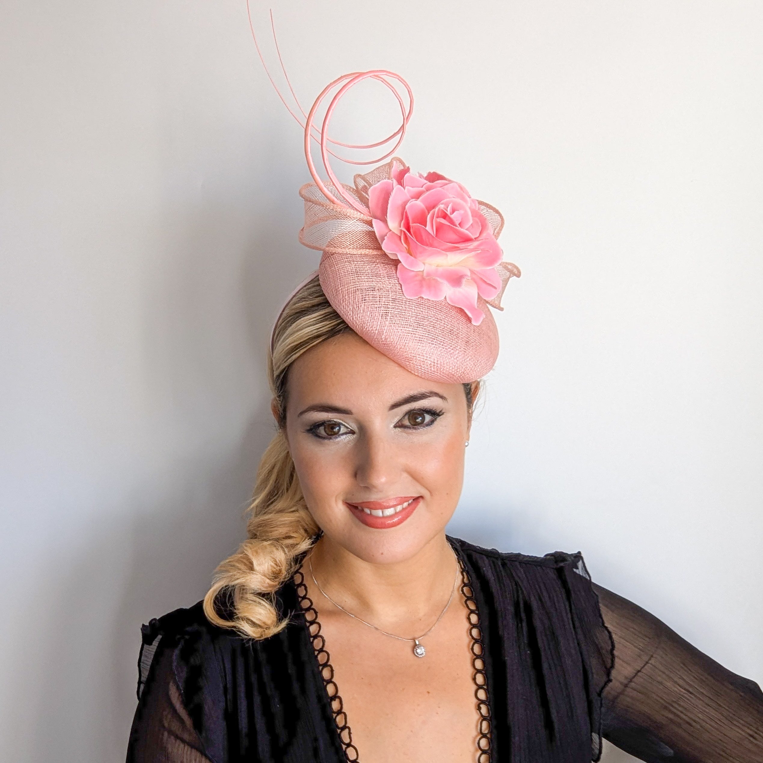 Light pink flower fascinator hat