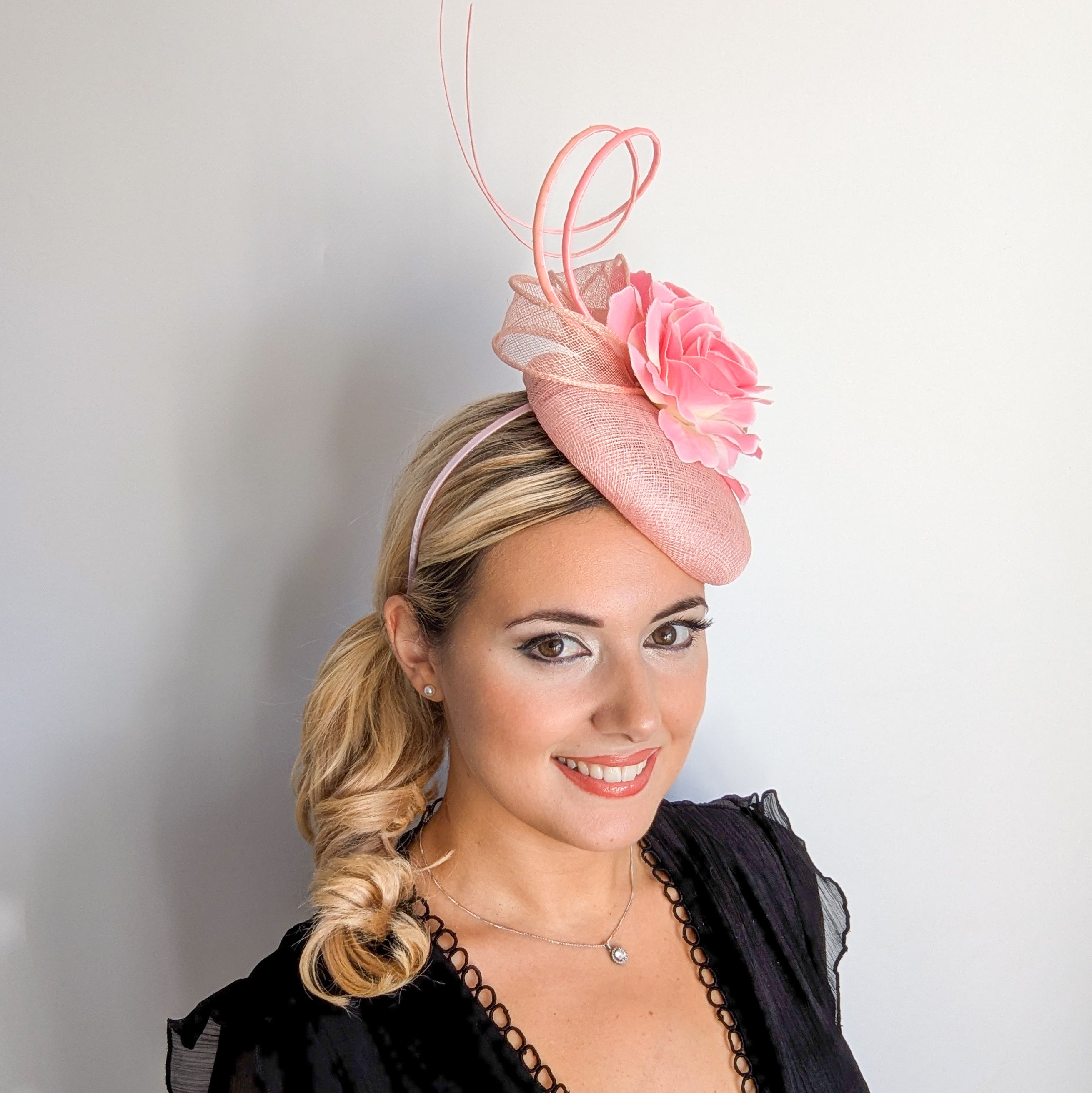 Light pink flower fascinator hat