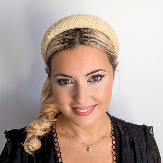 Raffia straw padded headband fascinator