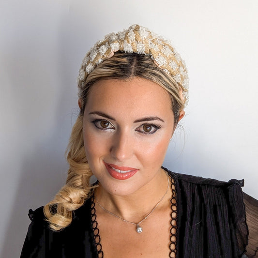 Raffia straw knot headband fascinator