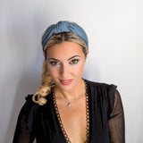 Denim crystal knot headband fascinator