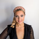 Dusty rose pink crystal flower headband fascinator