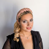 Dusty rose pink crystal flower headband fascinator