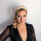 Cream crystal flower headband fascinator