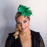 Shamrock green feather fascinator hat