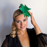 Shamrock green feather fascinator hat