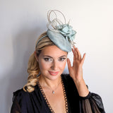 Aquamarine blue flower fascinator hat