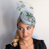 Cappello fascinator fiore verde acquamarina