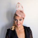 Dusty rose pink flower fascinator hat
