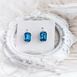 Aqua blue crystal silver emerald cut drop earrings - House of Hats