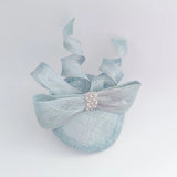 Aquamarine blue crystal bow fascinator hat - House of Hats