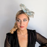 Aquamarine blue crystal feather fascinator hat - House of Hats
