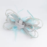 Aquamarine blue crystal feather fascinator hat - House of Hats