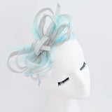 Aquamarine blue crystal feather fascinator hat - House of Hats