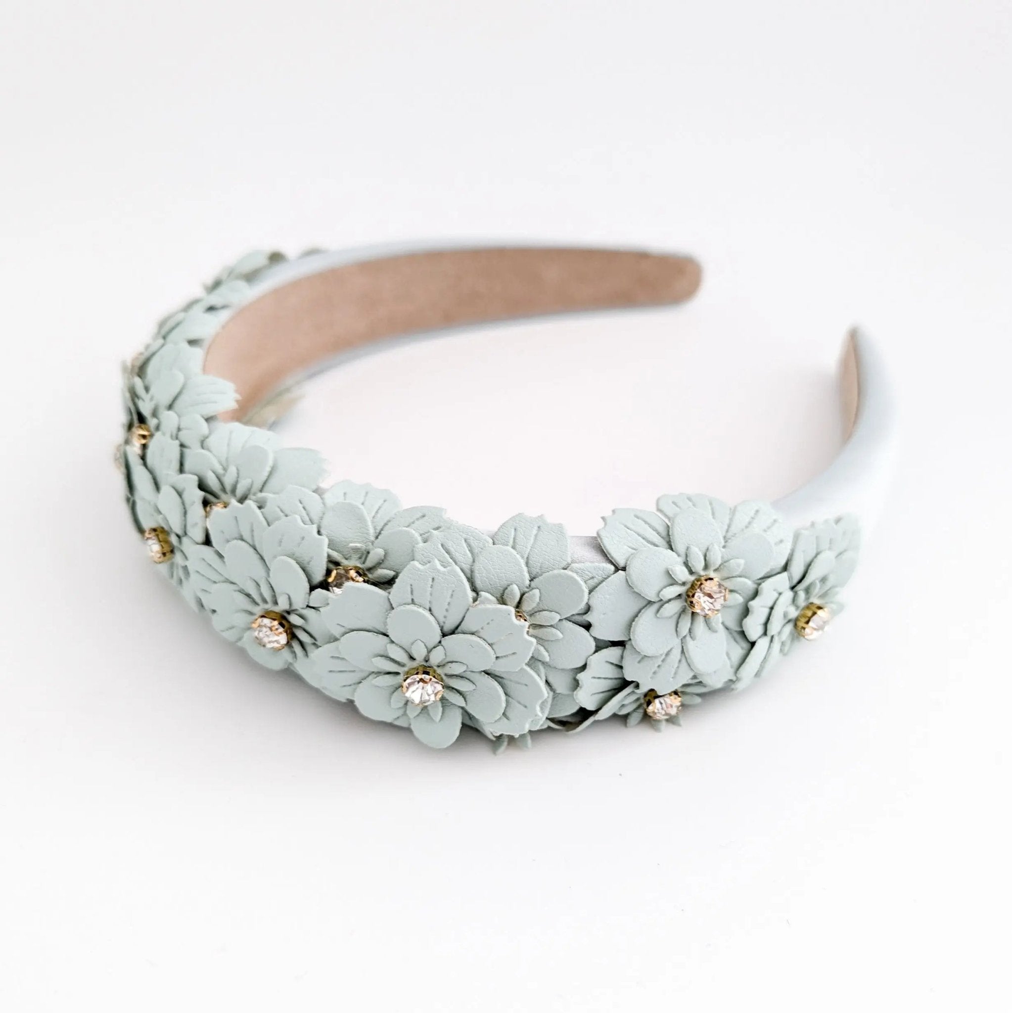 Aquamarine blue crystal flower headband fascinator - House of Hats