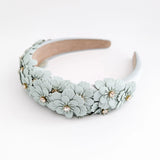 Aquamarine blue crystal flower headband fascinator - House of Hats